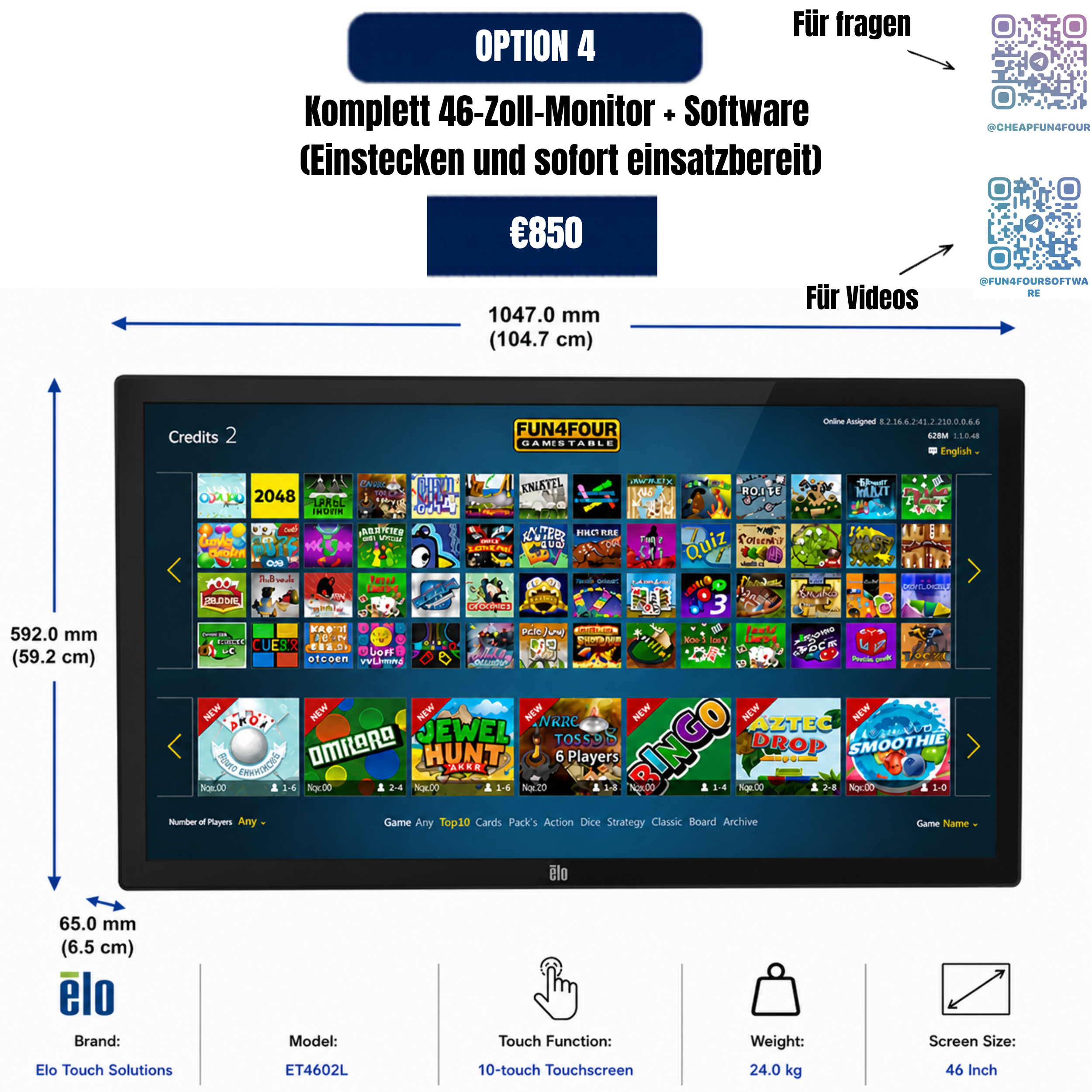 Option 4:  Complete 46-Inch Elo Touch System